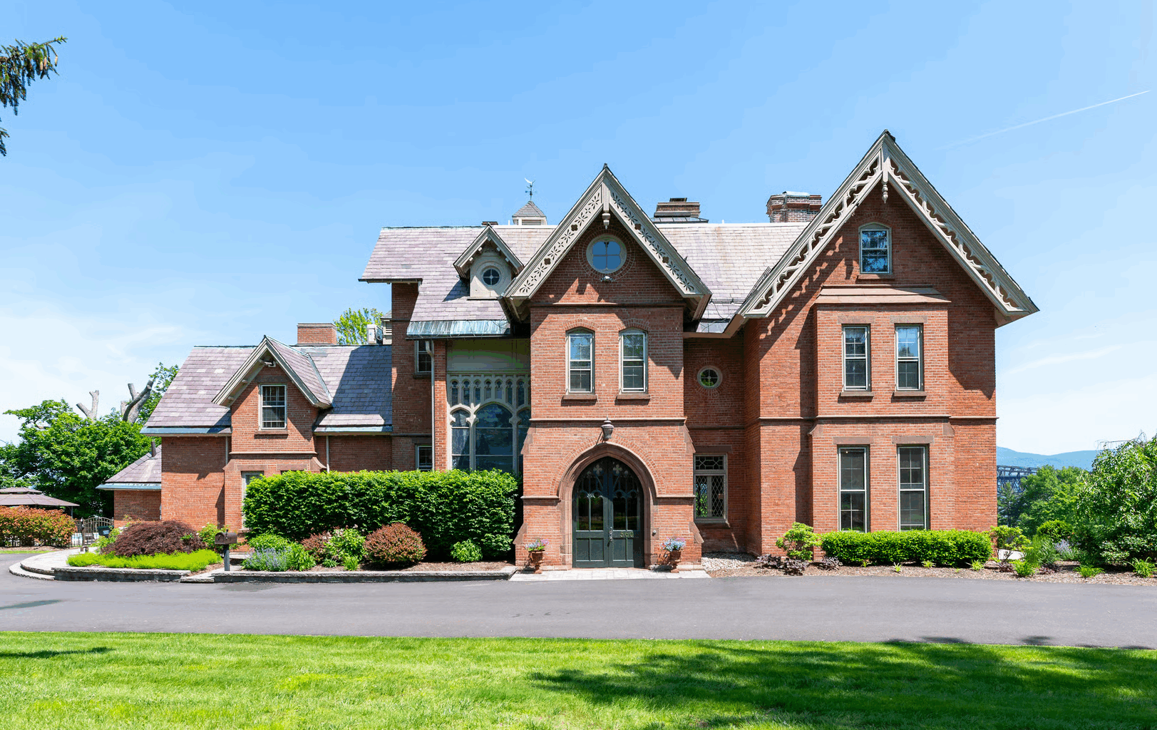 exterior view of the brick house with bargeboard
