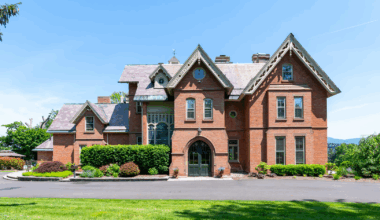 exterior view of the brick house with bargeboard