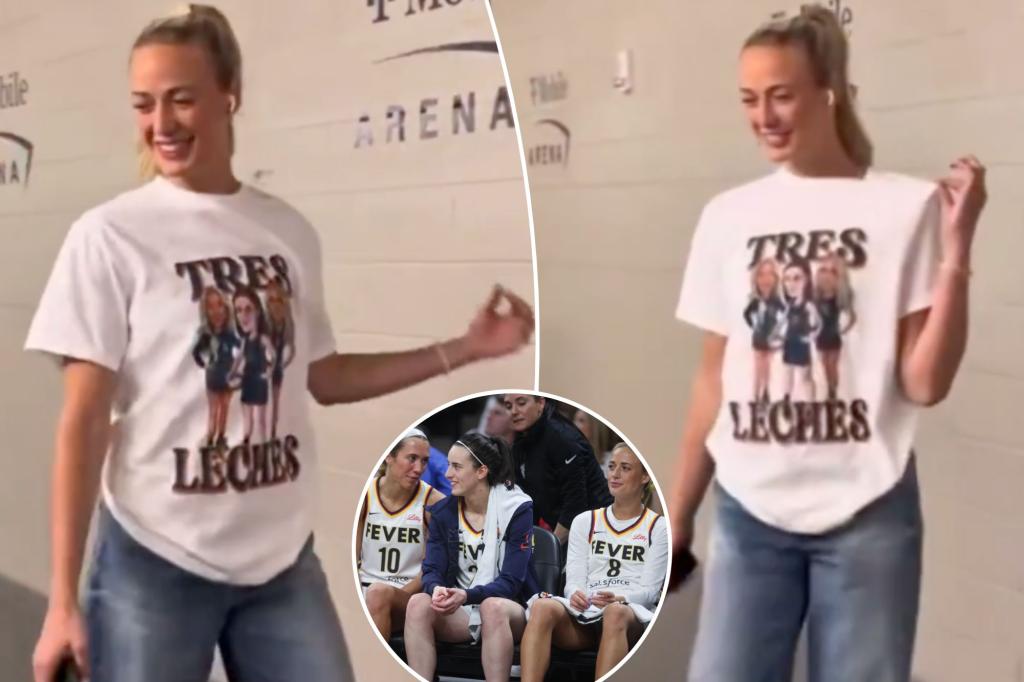 Fever's Sophie Cunningham wears 'Tres Leches' shirt with Caitlin Clark, Lexie Hull faces