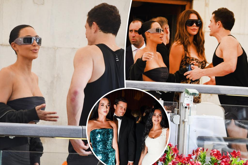 Newly single Orlando Bloom greets Kim Kardashian in Venice after checking her out