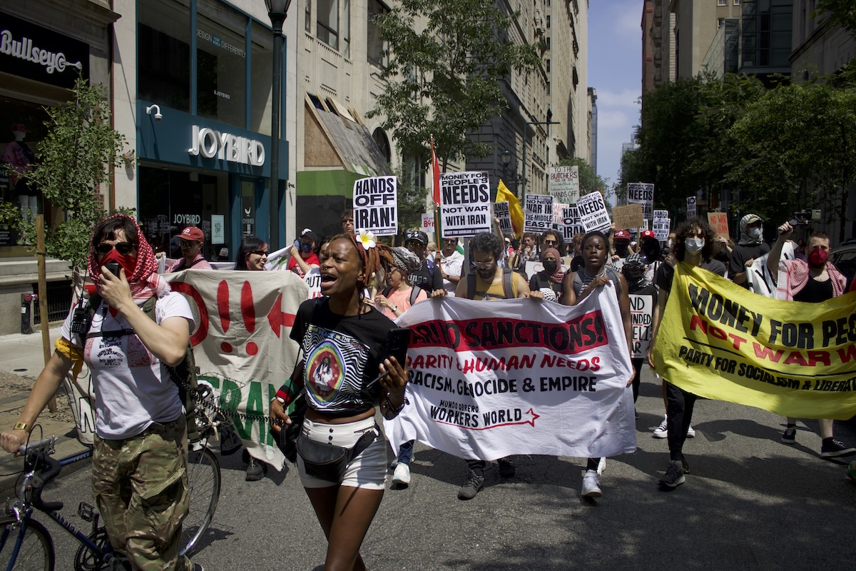 U.S. and Israeli military actions condemned at Center City protest