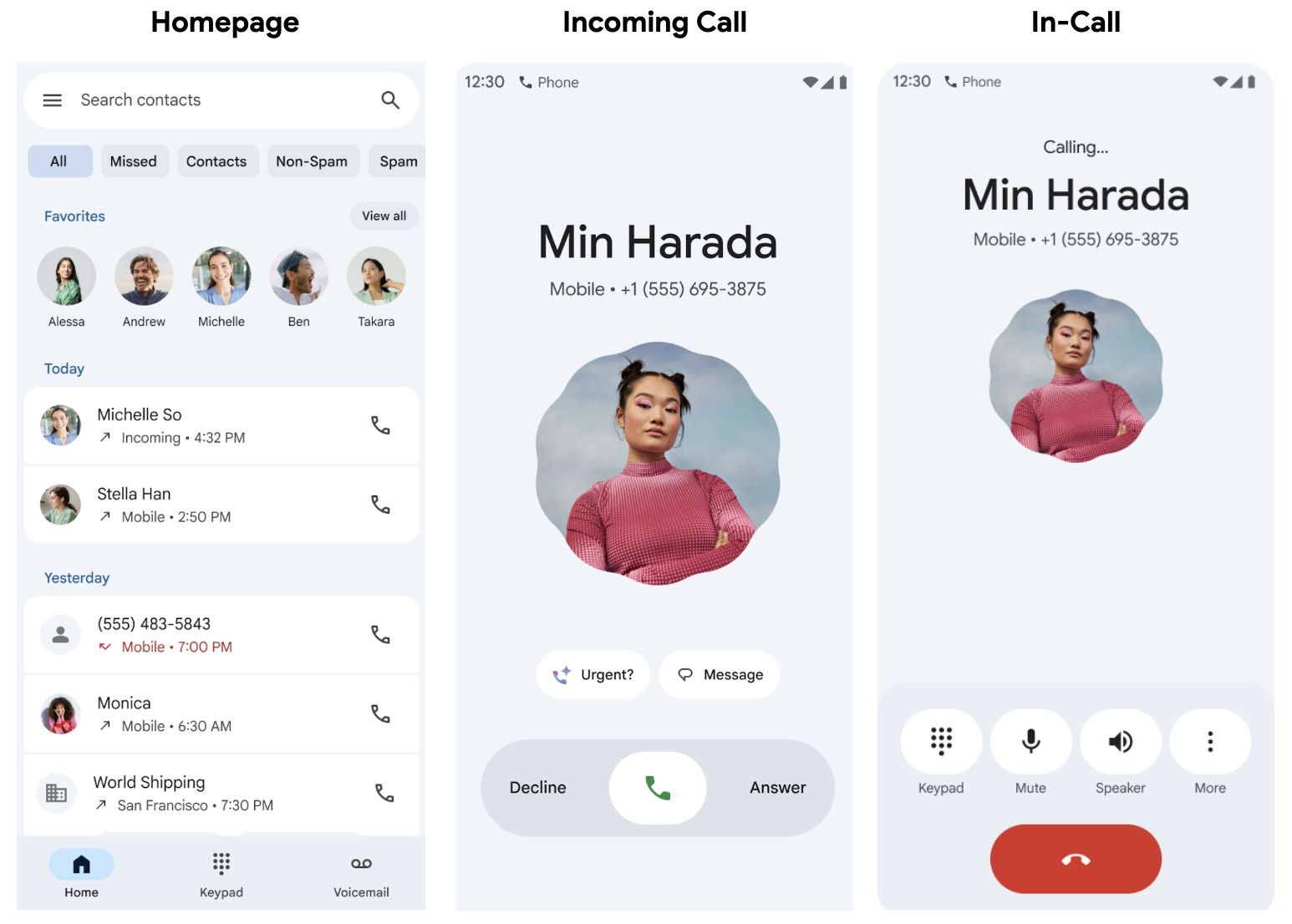 Phone by Google app redesign with Material 3 Expressive style
