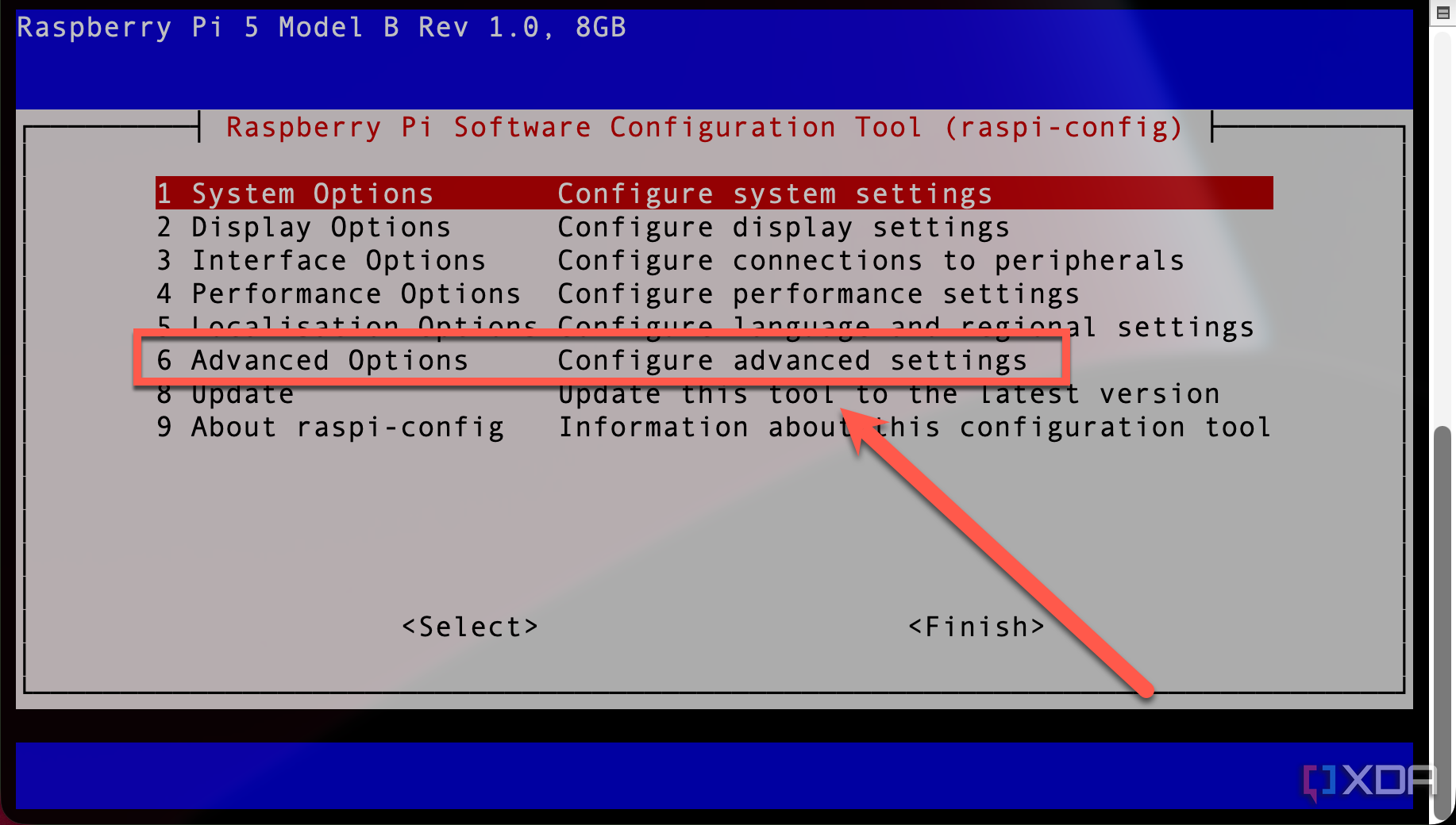 raspi-config advanced options