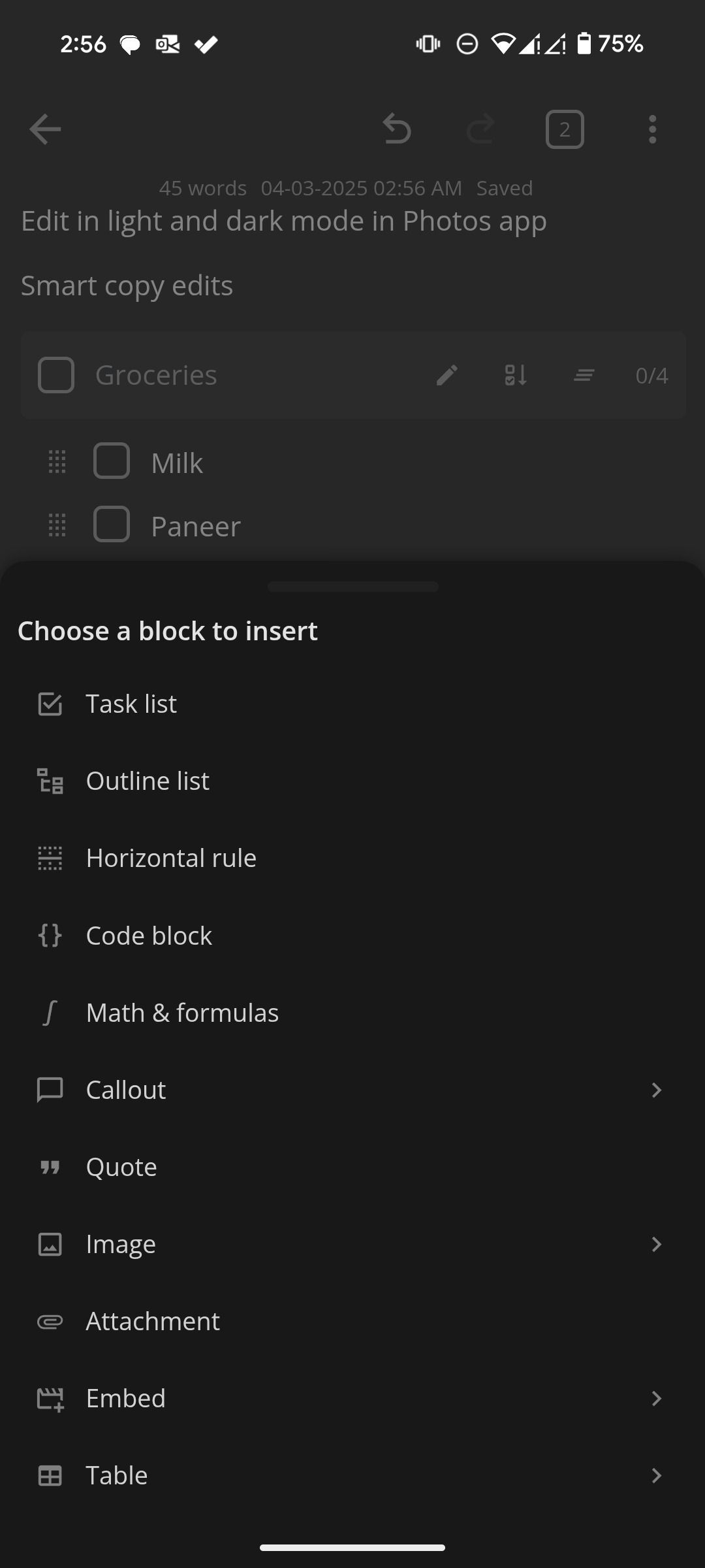 text editor in notesnook