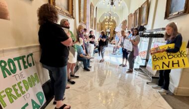‘We’re not Nazi Germany”: Protestors call on Ayotte to veto book ban bill.