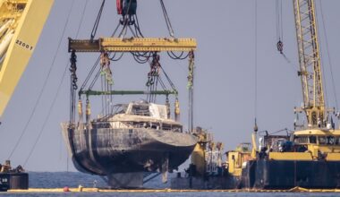 Sunken Bayesian superyacht lifted from waters off Sicily