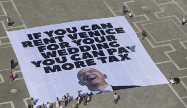 Protesters say Bezos' star-studded Venice wedding highlights growing inequality