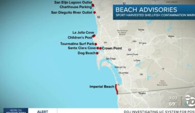 Advisories issued for 10 San Diego beaches due to heightened bacteria levels