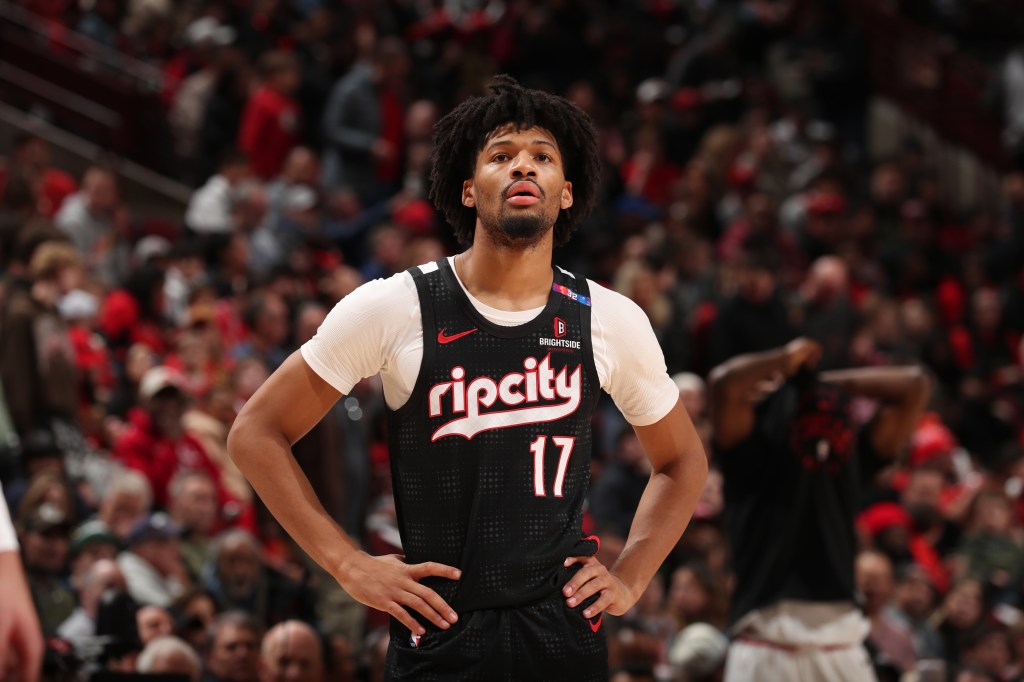 Shaedon Sharpe #17 of the Portland Trail Blazers.