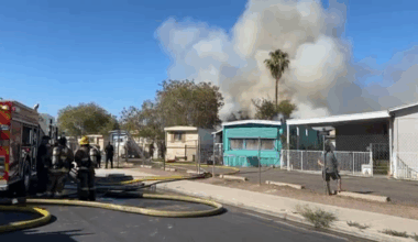 Phoenix mobile home park fire displaces more than 30 people