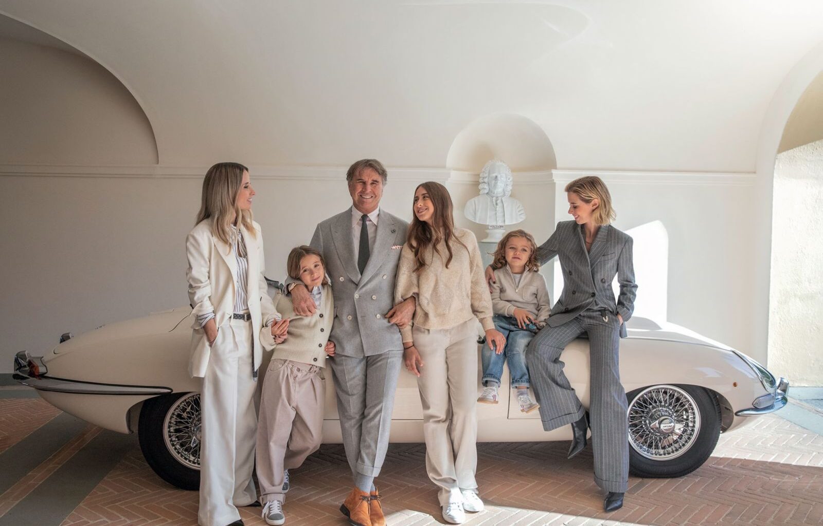 Brunello Cucinelli and his daughters and grandchildren at home in Solomeo, Italy
