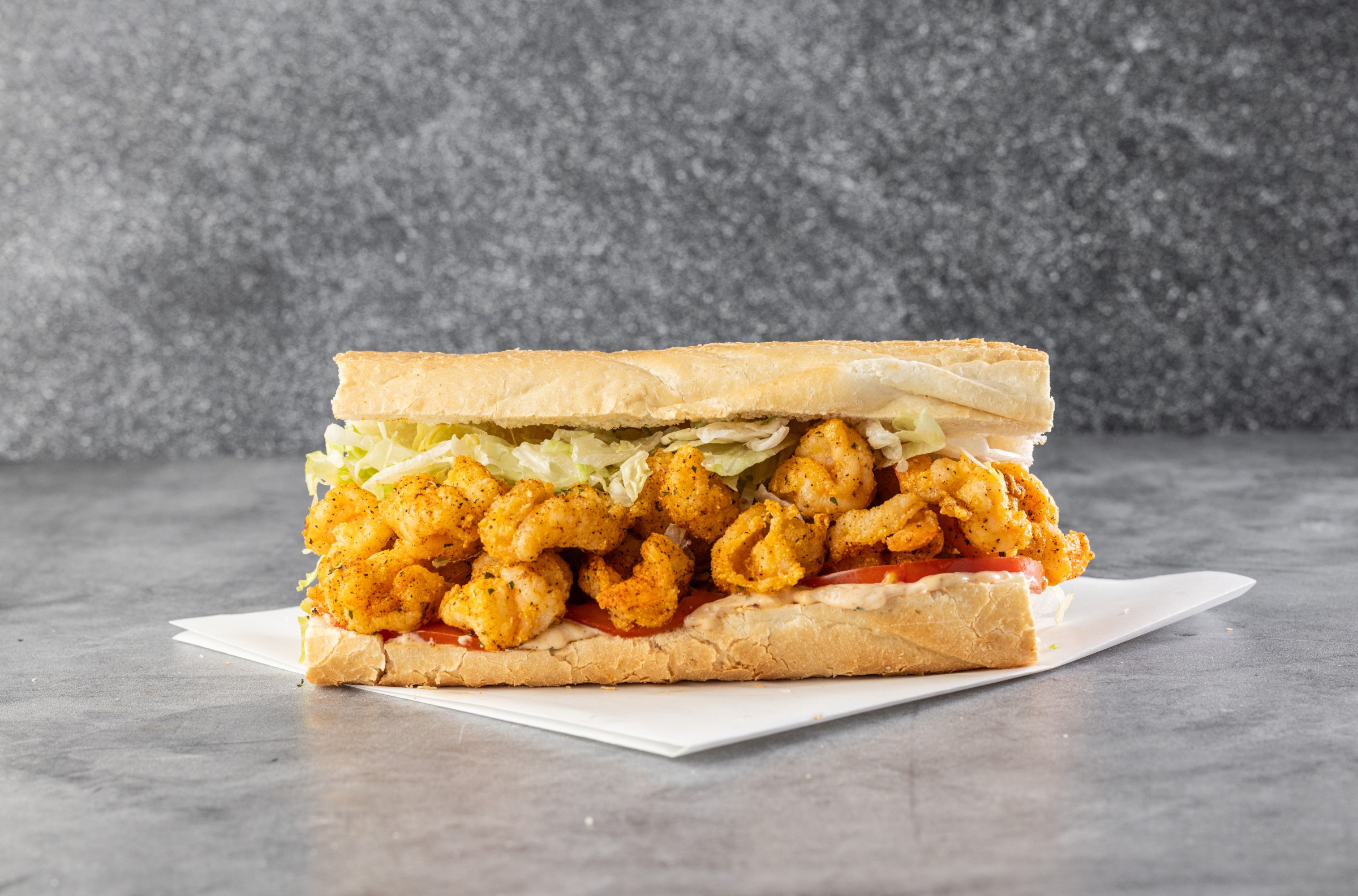 A fried shrimp po’ boy.