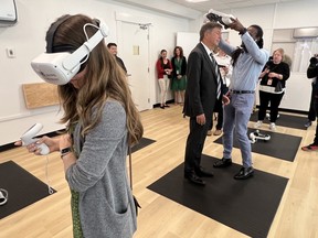 Dornan donning VR headset