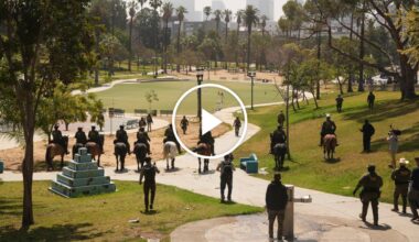 Federal Agents March Through MacArthur Park in Los Angeles