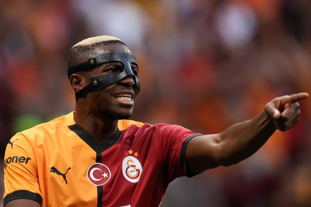 Victor Osimhen gestures while on loan at Galatasaray from Napoli