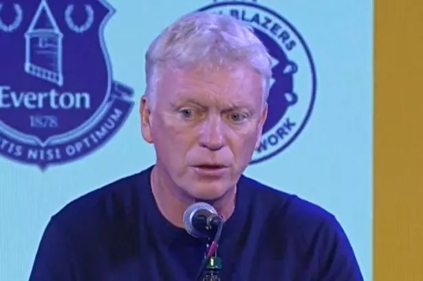 Everton manager David Moyes speaks at the Men in Blazers stage show in New York City