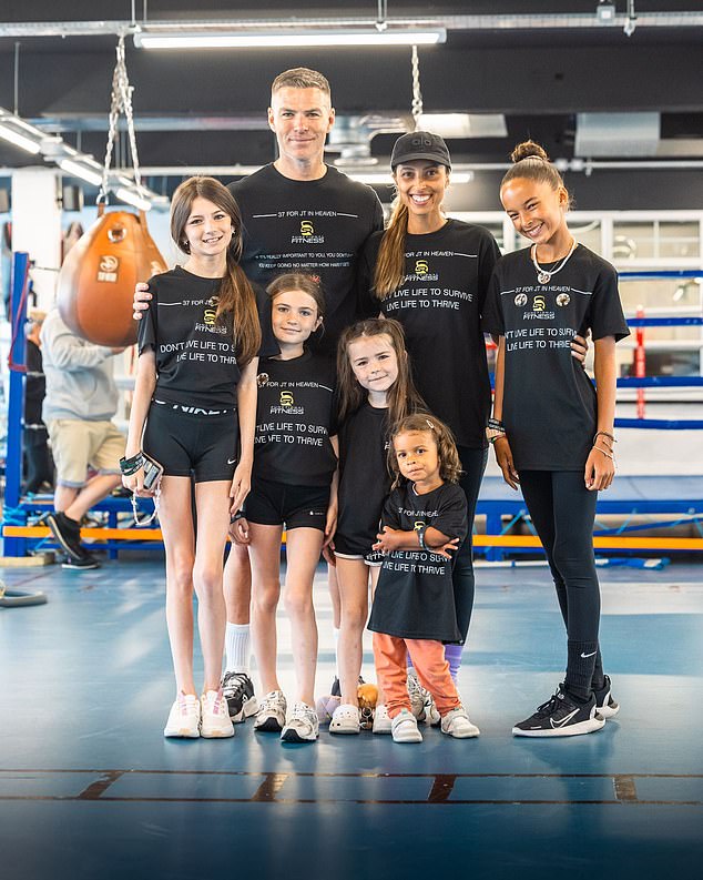 Thompson's wife Chantelle (middle right), and two daughters (far right and bottomn right) supported Ramsden during the event