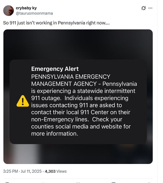 The outage hit around 3:00pm ET and is impacting calls and text messages to the emergency number