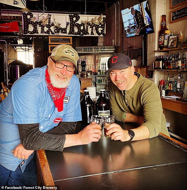 Breweries have become 'third-spaces' for many families, but owners like Jay Demegall (left), the founder of Forest City Brewery, say children are becoming an unwelcome disturbance