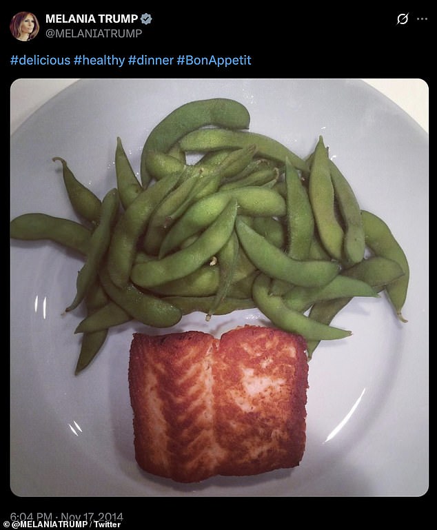 Melania's simple meals include options like grilled salmon and edamame