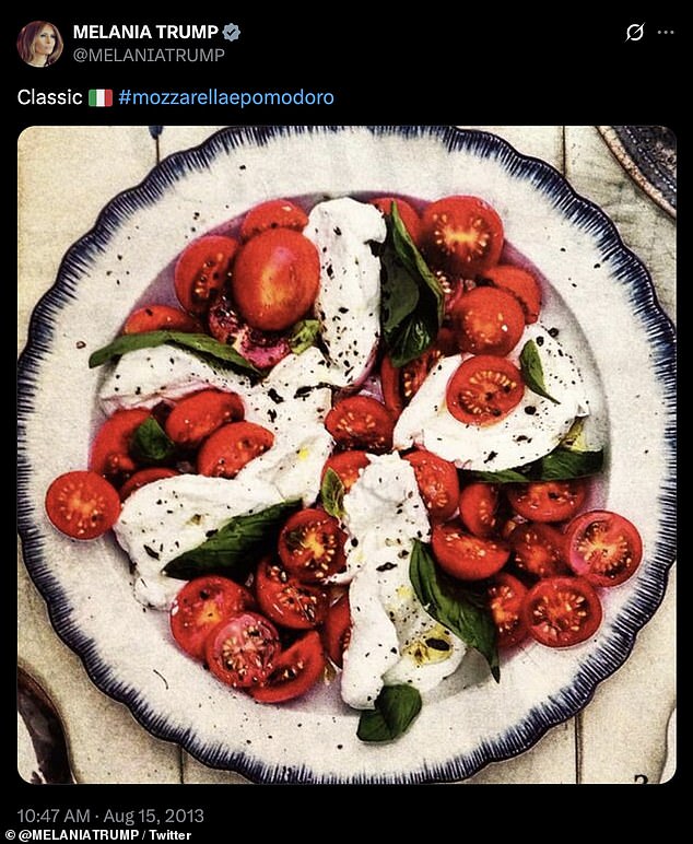 Some of Melania's more adventurous meals include dishes like mozzarella pomodoro