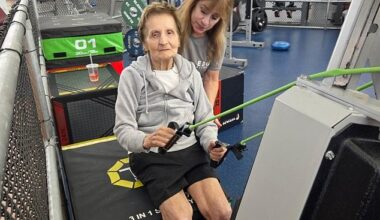 Mary Coroneos, 100, works out three times a week, where she focuses on strength and balance.