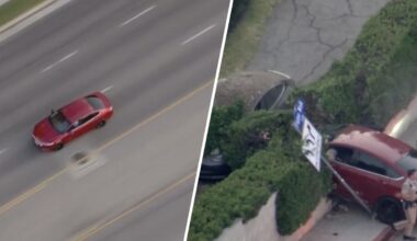 DUI driver crashes into concrete wall during pursuit in Encino – NBC Los Angeles