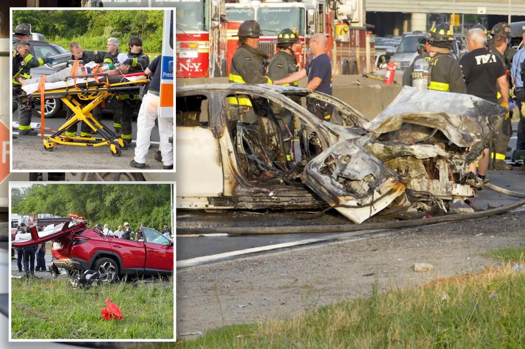 Six hurt when car barrels into oncoming NYC traffic