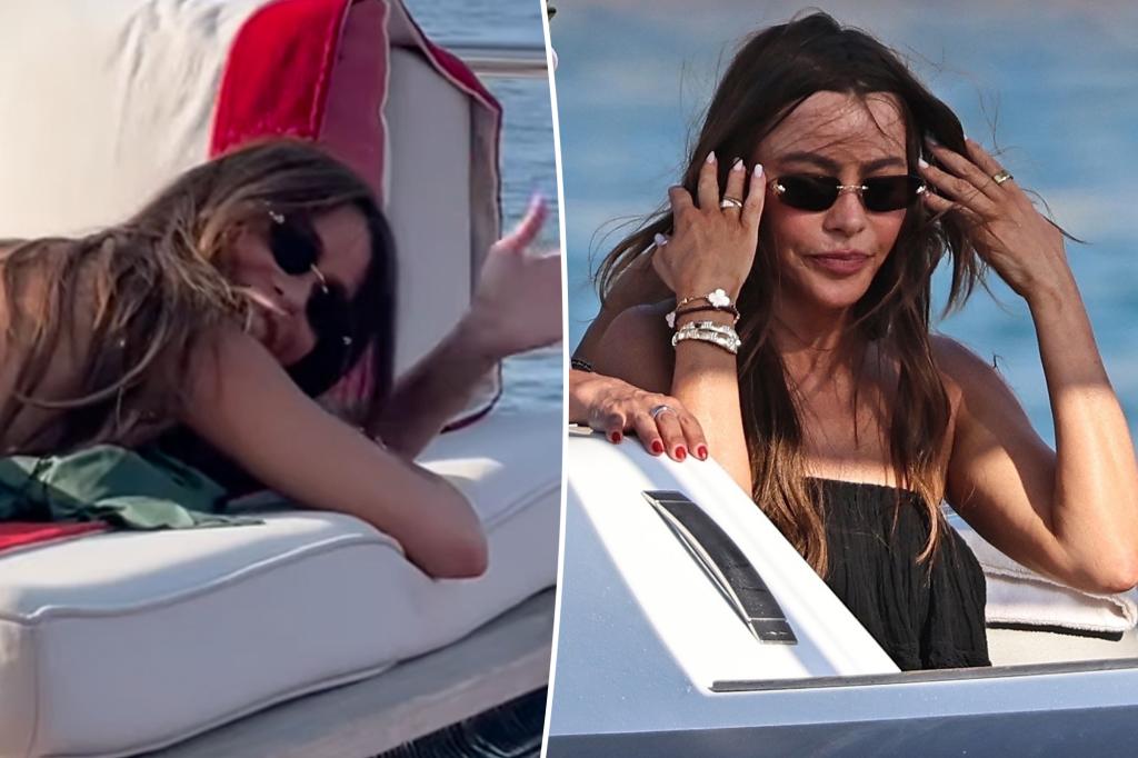 Sofía Vergara sunbathes in thong bikini in Ibiza