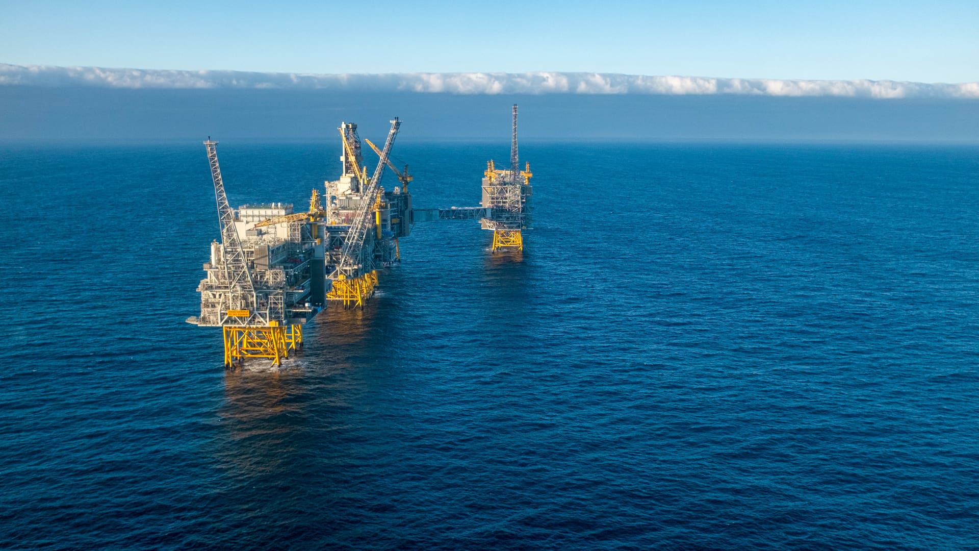 The Equinor ASA offshore oil drilling platform on the Johan Sverdrup oil field in the North Sea off the coast of Norway, on Feb. 13, 2023.