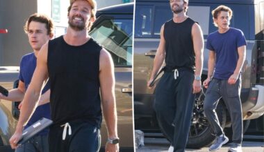 Patrick Schwarzenegger shows off toned arms during LA outing with John Owen Lowe