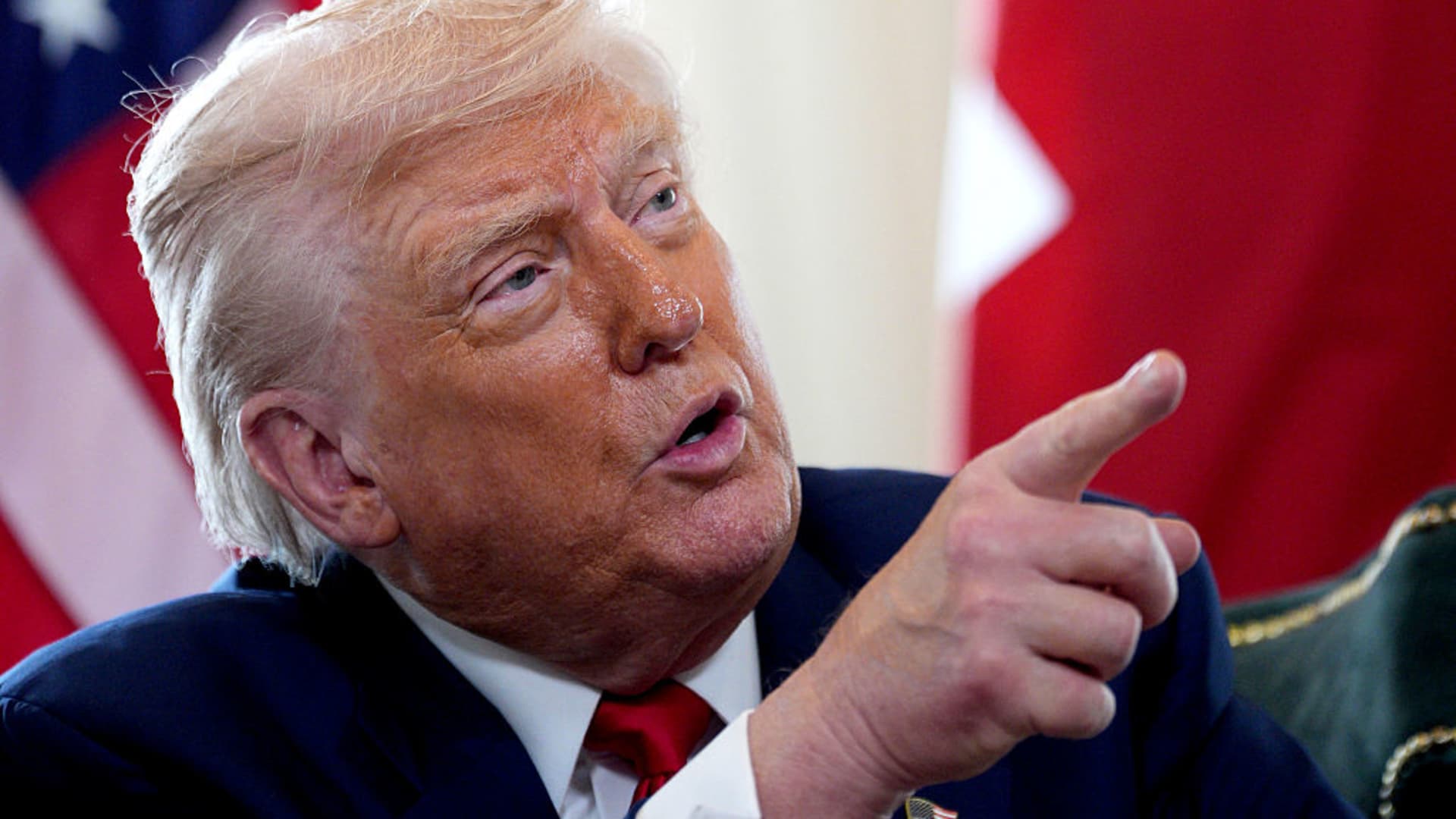 US President Donald Trump speaks during a bilateral meeting at the Trump Turnberry Golf Courses, in Turnberry south west Scotland on July 28, 2025. 