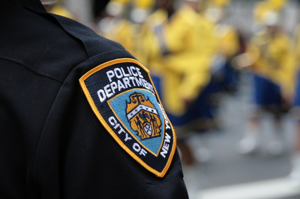 NYPD police officer's shoulder patch.