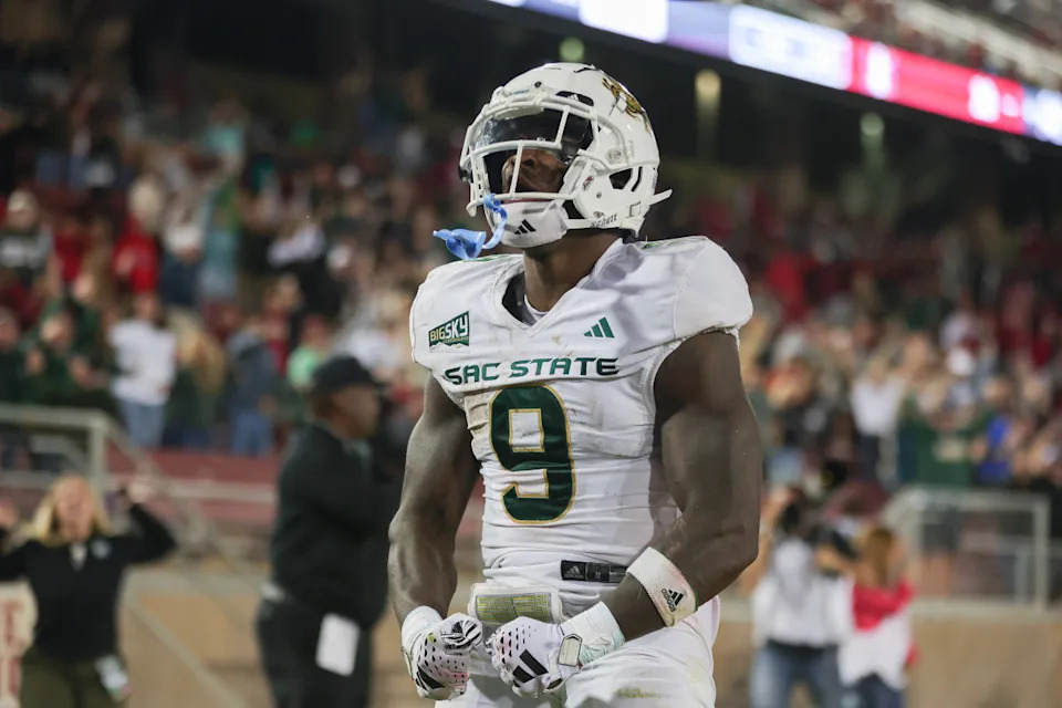 Sacramento State Hornets running back Marcus Fulcher. Sergio Estrada-Imagn Images