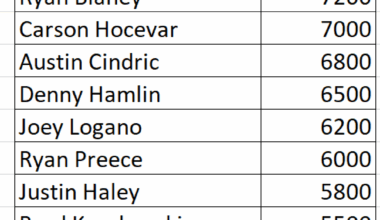 FanDuel Chicago Street NASCAR Driver Prices