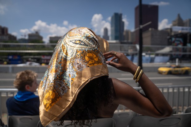 Helena Berry watches the Nascar Infinity Series Practice & Qualifying ahead of the NASCAR Xfinity Series The Loop 110 on Saturday, July 5, 2025. (Audrey RIchardson/Chicago Tribune)