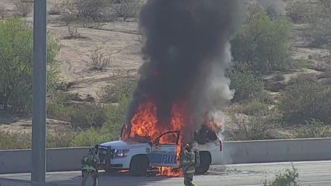 Scottsdale Police vehicle catches fire along Loop 101