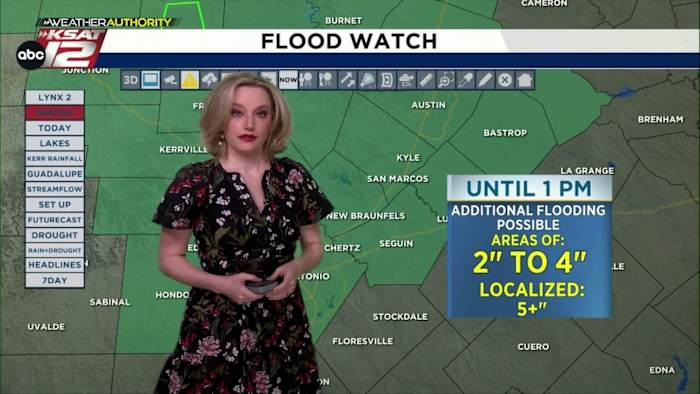 Flood Watch continues Sunday for Hill Country, San Antonio, and Central Texas