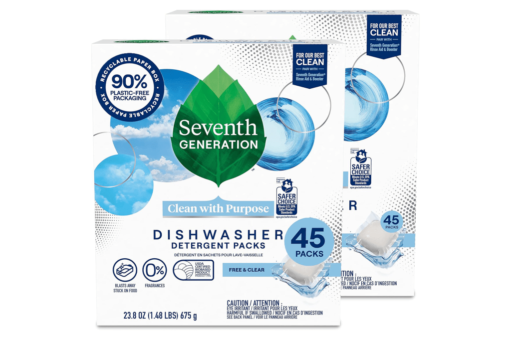 Seventh Generation Dishwasher Detergent Packs (2-Pack, 45 Tablets)