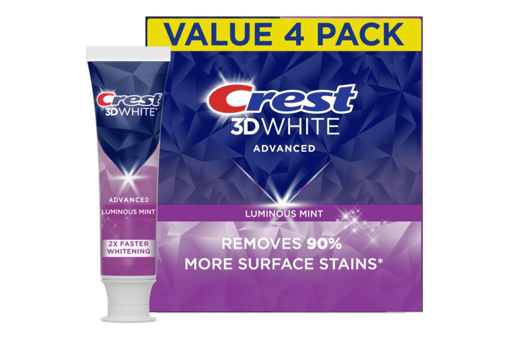 Crest 3D White Advanced Luminous Mint Teeth Whitening Toothpaste (4-Pack)