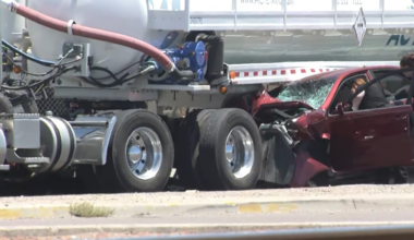 Driver dead after crashing into tanker truck in Glendale; road closed