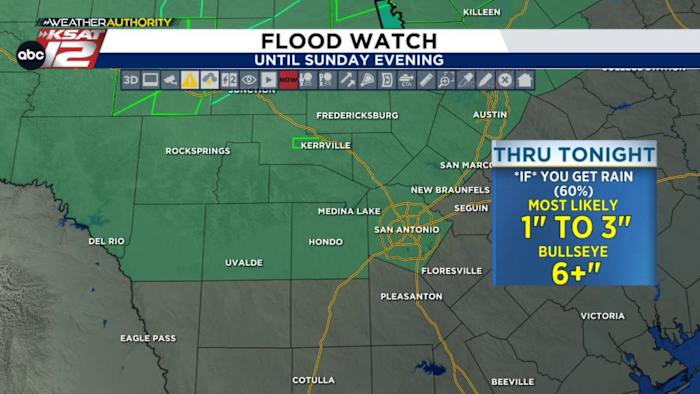 FLOOD WATCH in effect for Hill Country & San Antonio through Sunday night