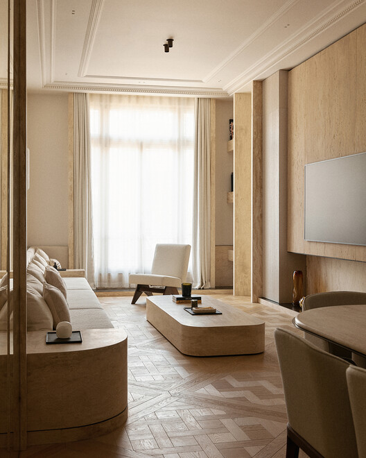Place des États-Unis Residential Apartment / SELA.ARCH - Interior Photography, Living Room, Wood, Sofa, Lighting, Chair