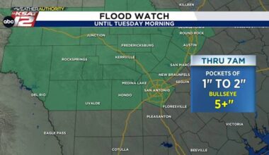 Areas of rain mainly west of San Antonio Tonight