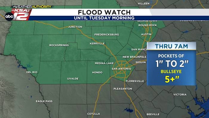 Areas of rain mainly west of San Antonio Tonight