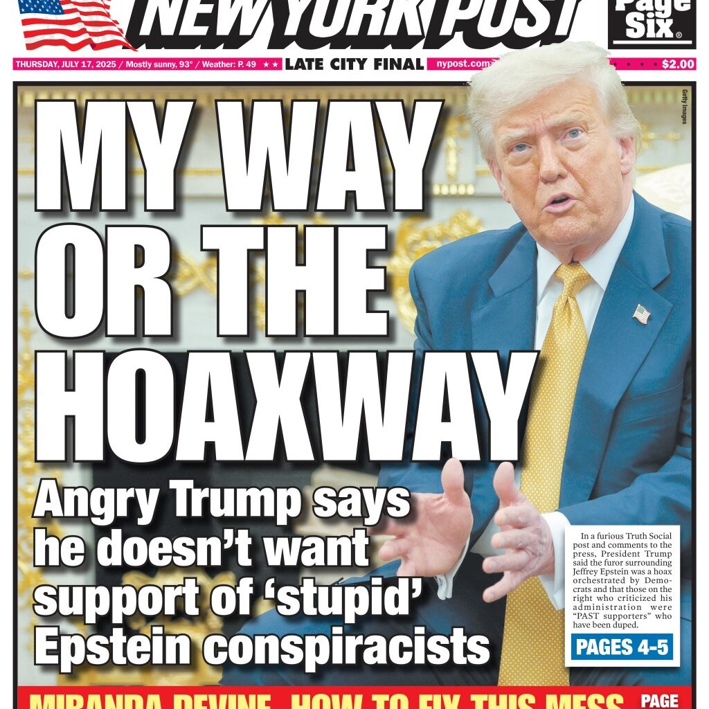NY Post Cover for July 17, 2025
