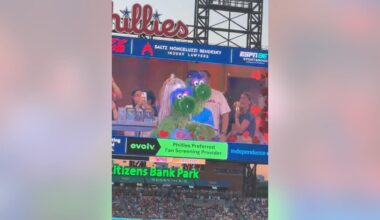 Caught on camera: Phillie Phanatic captured on Phillies Kiss Cam