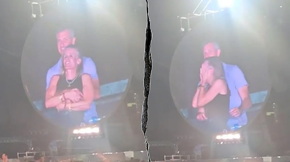 Astronomer CEO Andy Byron and his Chief People Officer Kristin Cabot hide their faces on a jumbotron