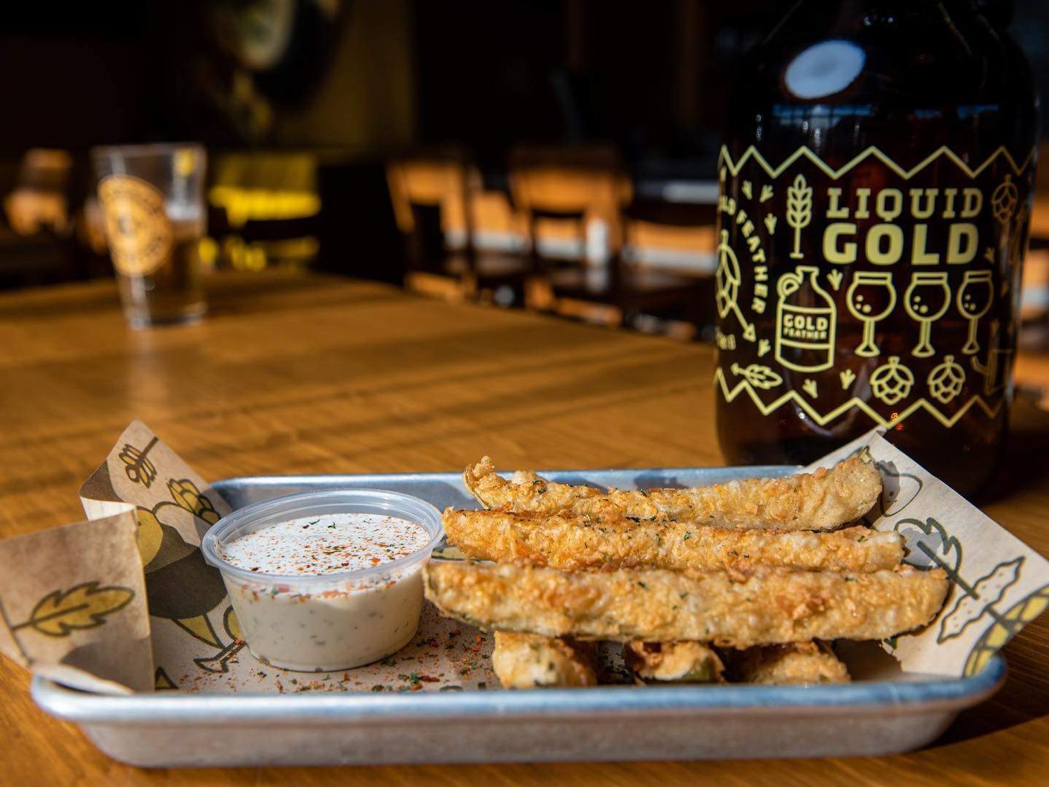 Gold Feather fried pickles