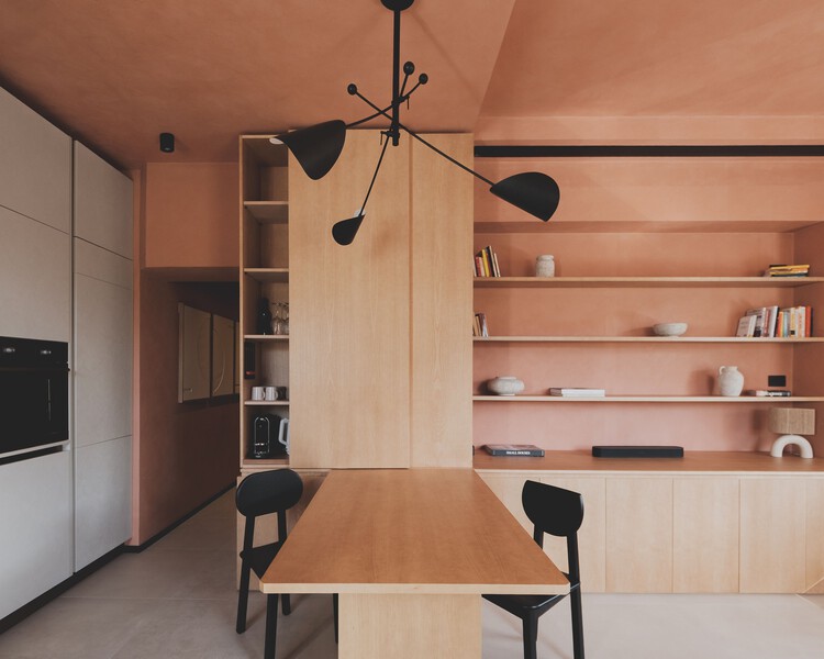 Terra and Vidru House / Architecture for Humans + Federico Cartamantiglia + Fabrizio Carboni + Enrico Manca - Interior Photography, Closet, Wood, Lighting, Table, Shelving, Chair